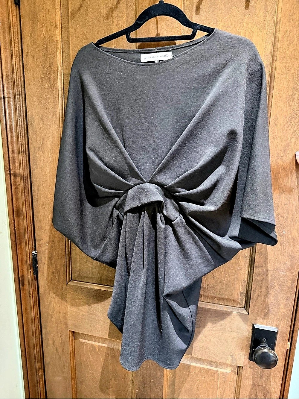 Amaya Arzuaga Draped Knot Midi Dress in Gray Size 38 Like New